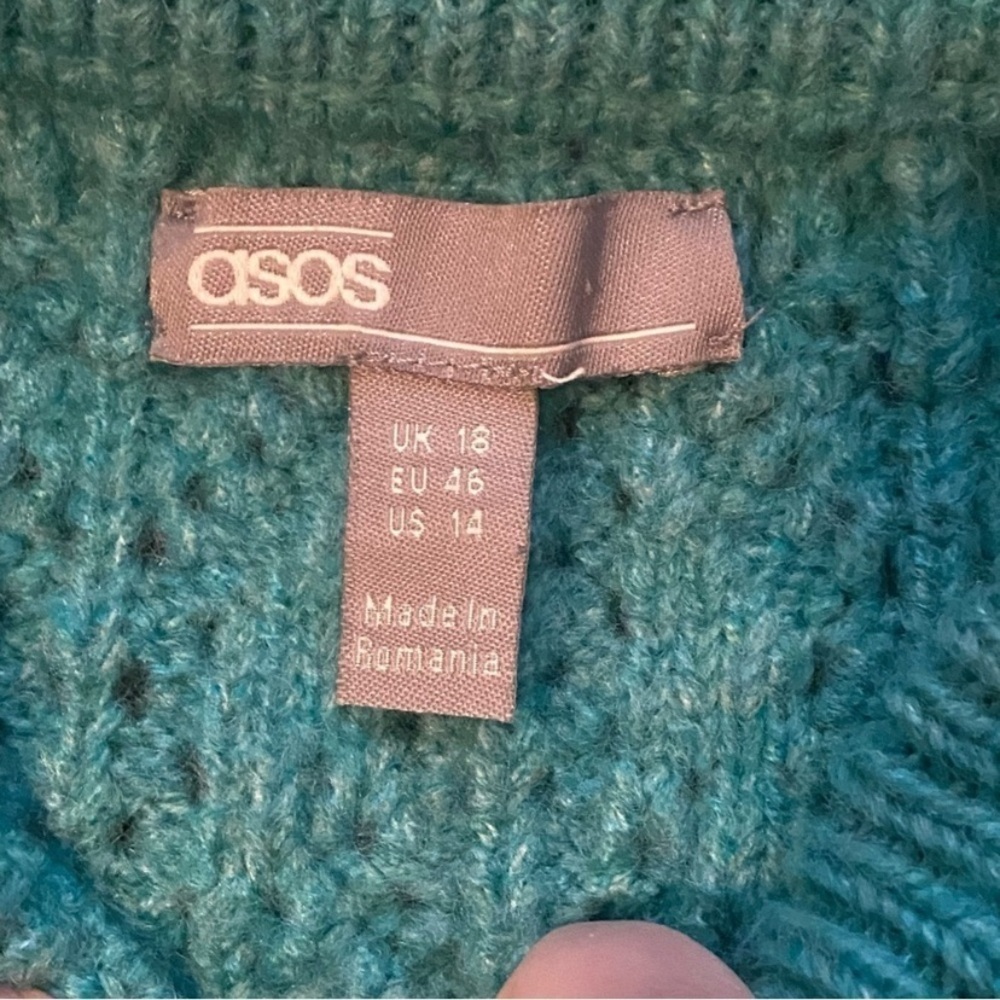 ASOS Teal Cable Knit Sweater - Picture 7 of 8